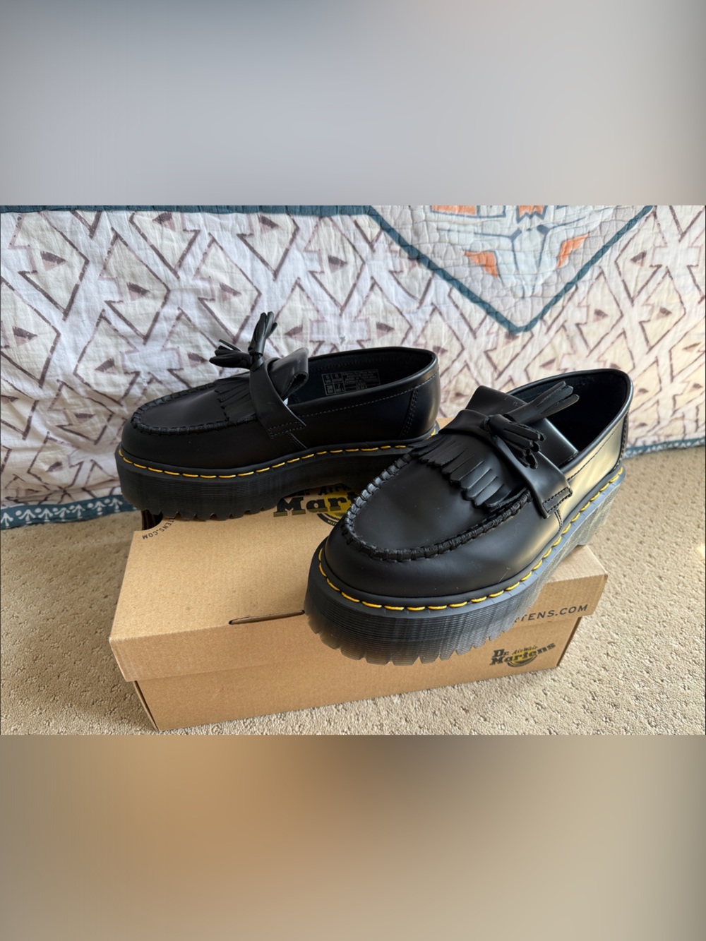 *NIB* Dr. Martens Adrian Quad Platform Loafers, Black, Sz 7W/6M Unisex